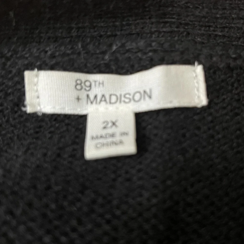 89th & Madison Metallic Open Cardigan 2X Black Gray Longline +Size Chic Layer‎ - Picture 9 of 9